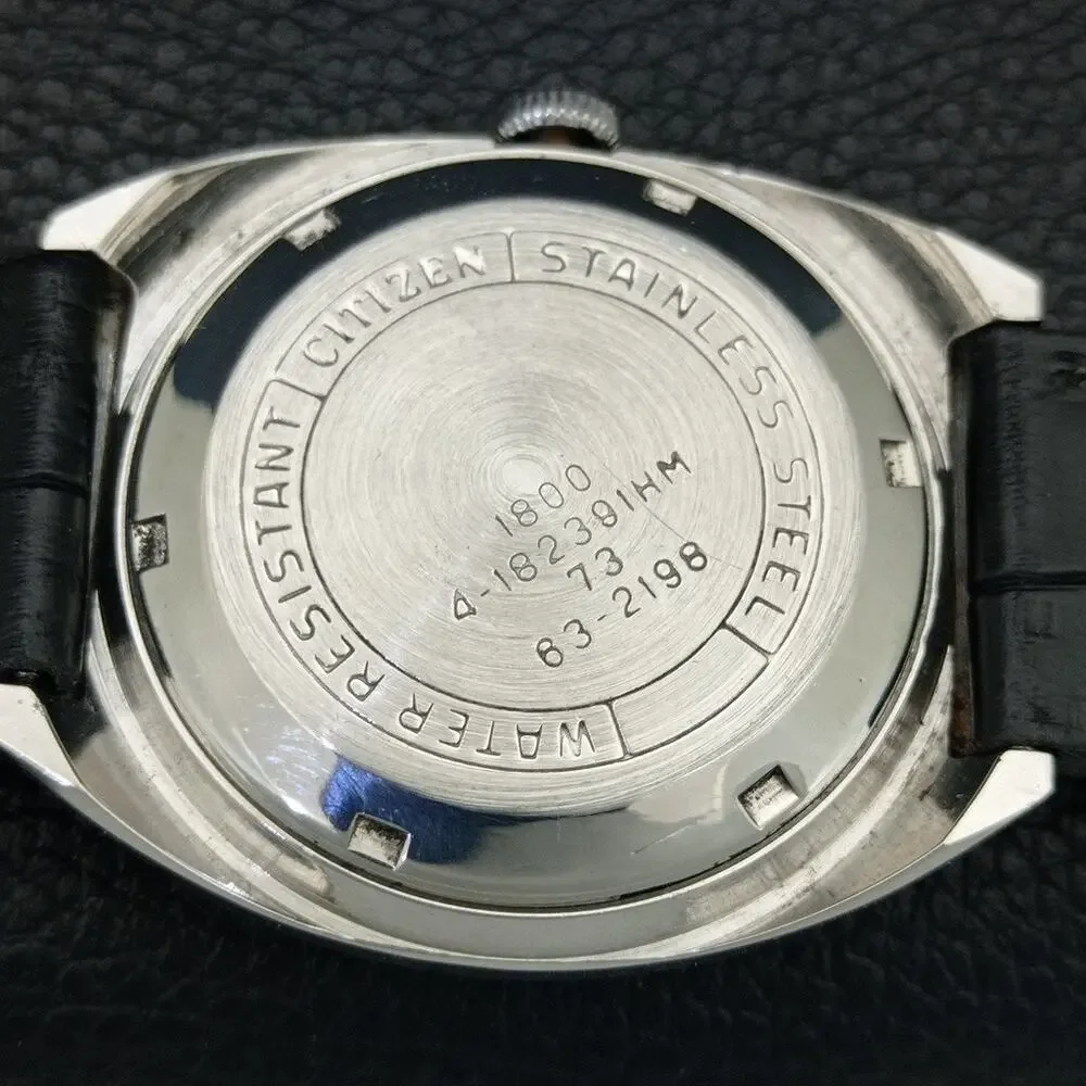 Vintage 1972 Citizen Manual Wound Mens Silver Watch W/Date & Crystal accents